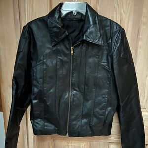 Vintage Classic Mens Black Leather Jacket M